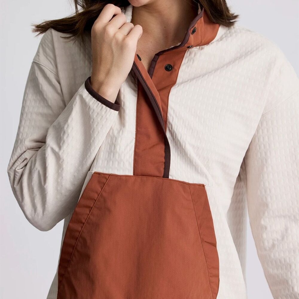 Free‎ Fly Apparel Women's Gridback Fleece Snap Pullover Stone Size XL $148